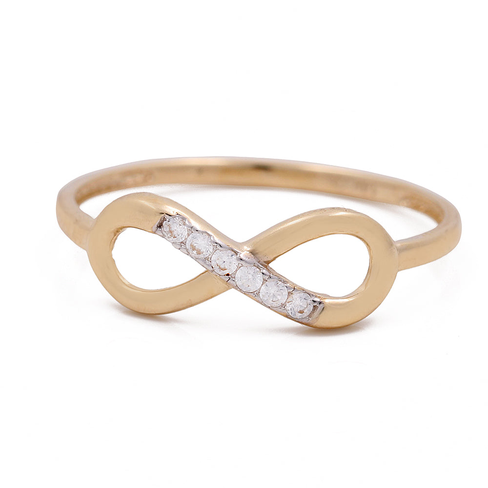 14K Yellow Gold Infinity Loop Ring with Cubic Zirconias