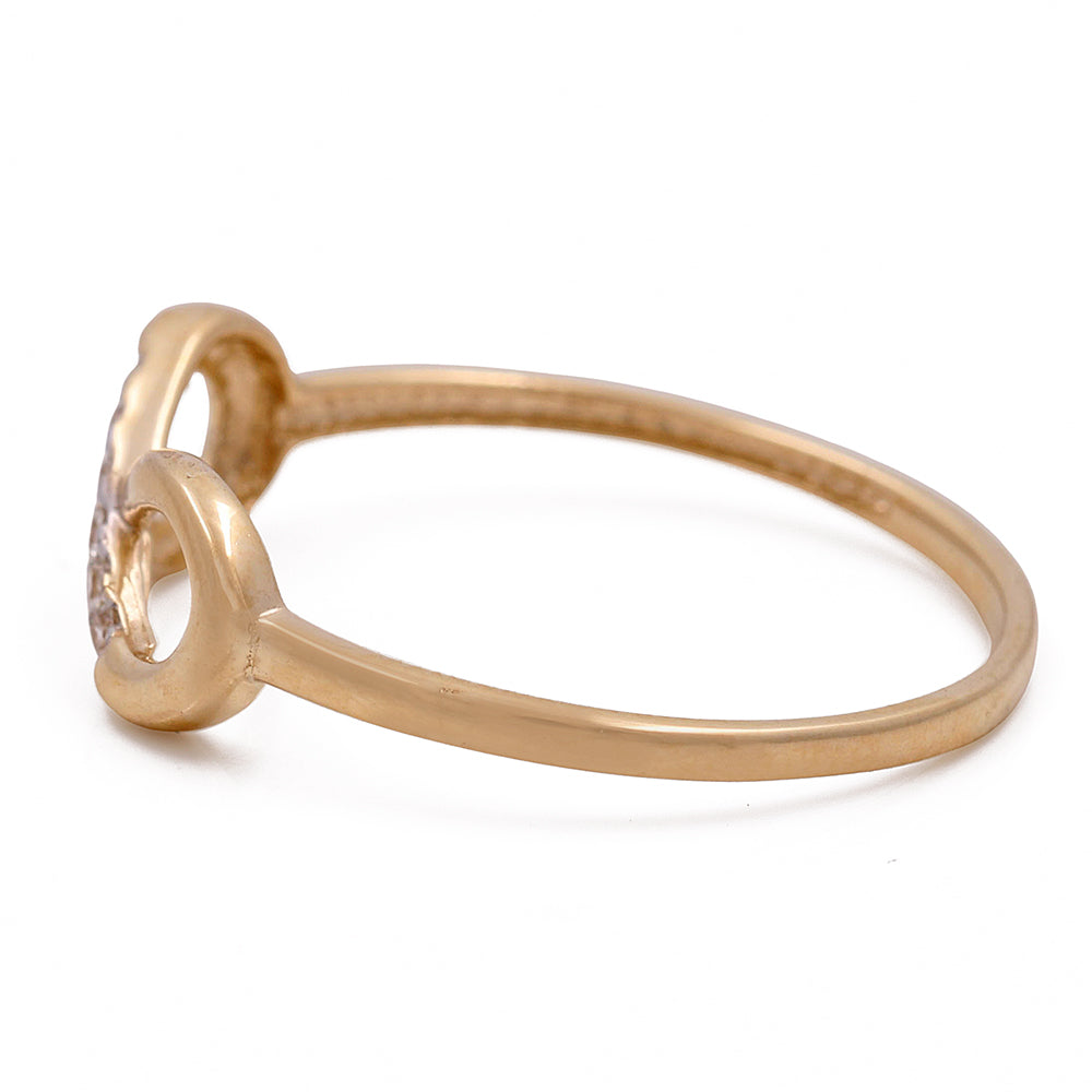 14K Yellow Gold Infinity Loop Ring with Cubic Zirconias