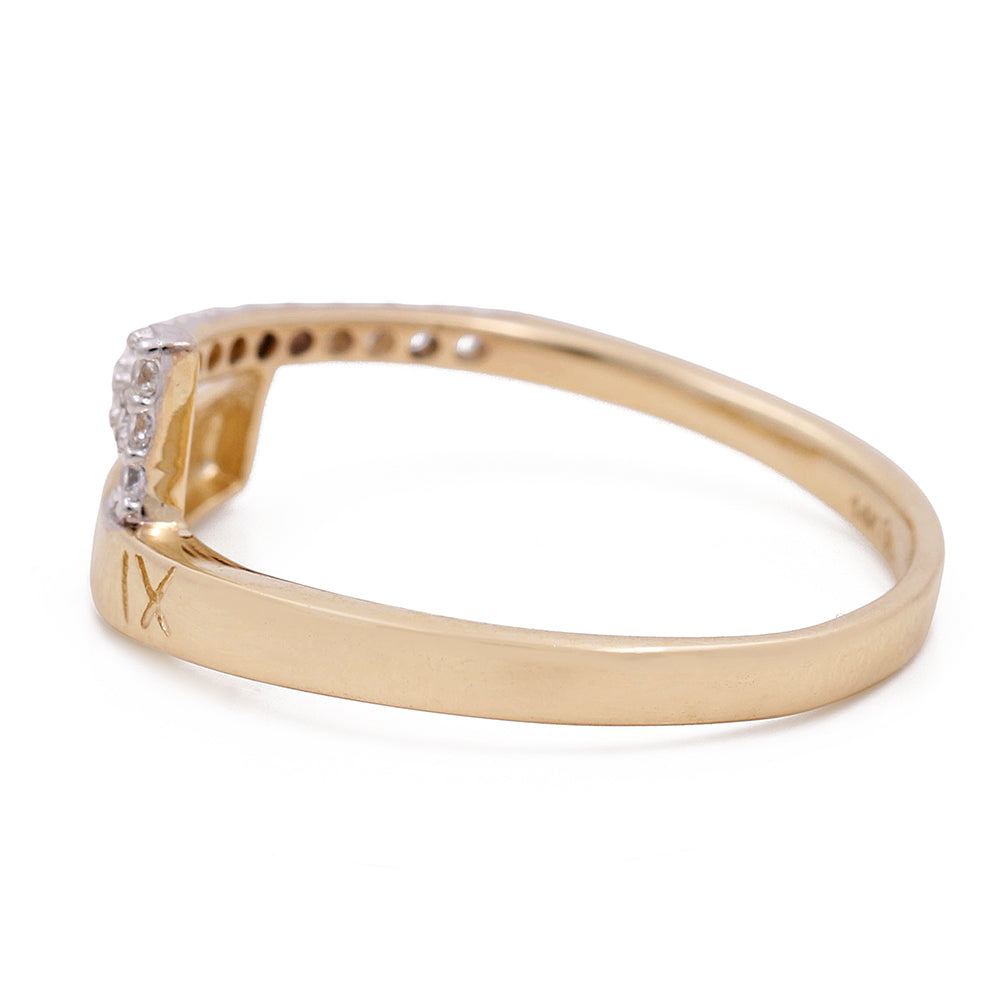14K Yellow Gold Fashion Ring with Greek Numbers and Cubic Zirconias