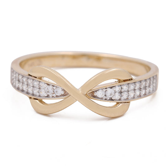 14K Yellow Gold Infinity Ring with Cubic Zirconias
