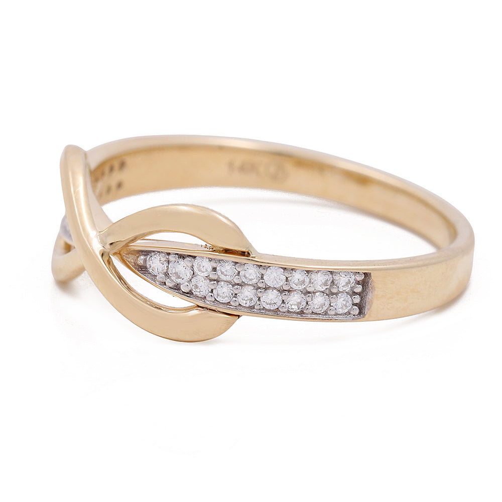 14K Yellow Gold Infinity Ring with Cubic Zirconias
