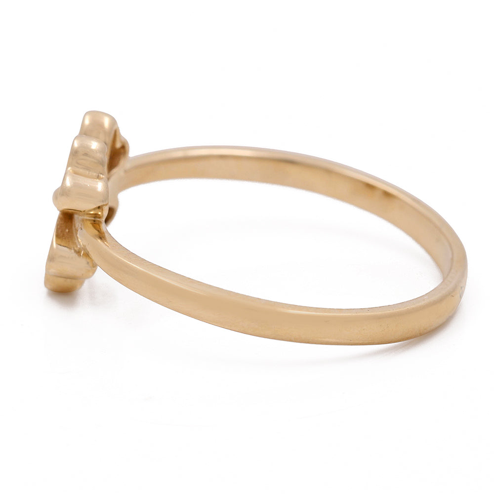 14K Yellow Gold Clover Ring with Cubic Zirconias