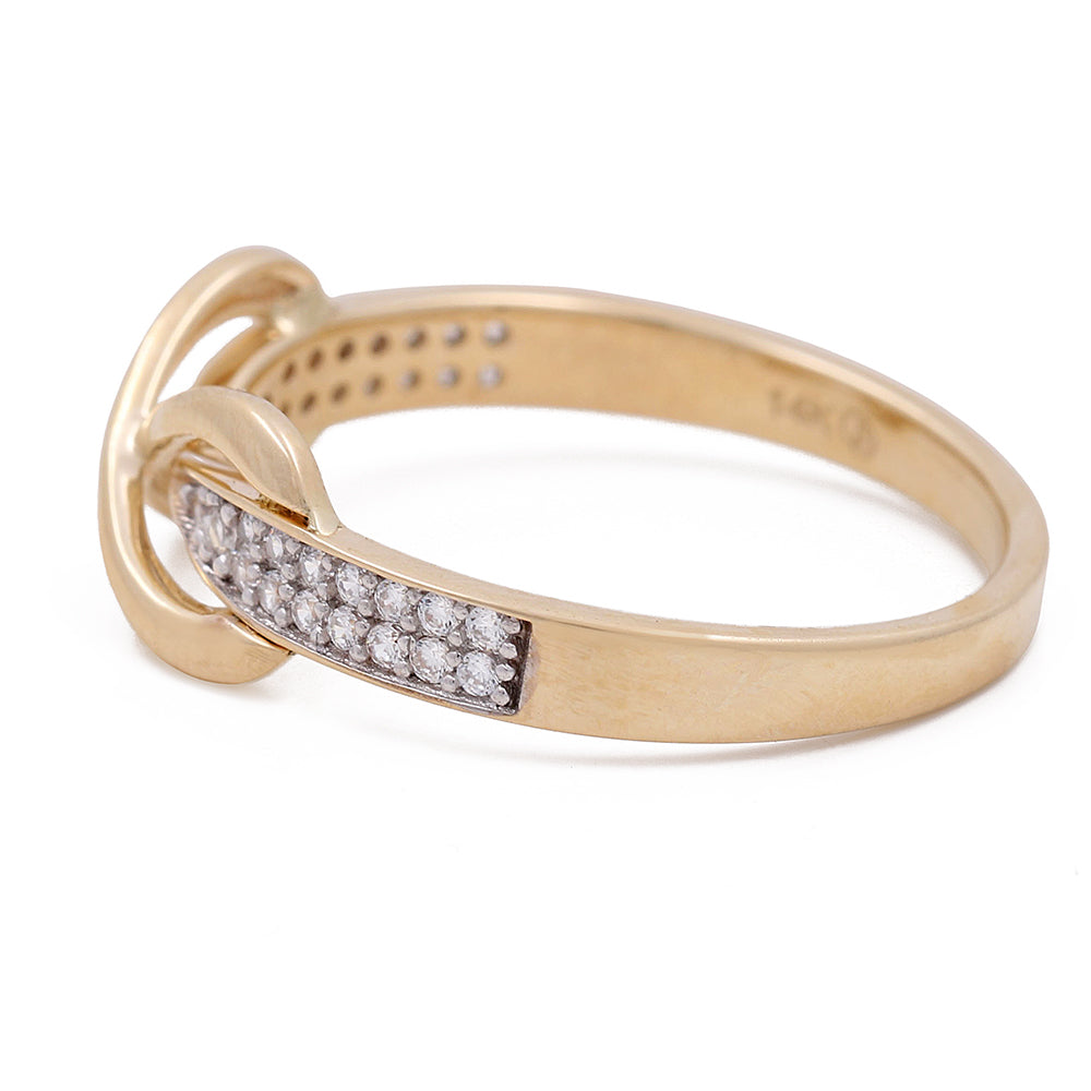 14K Yellow Gold Infinity Ring with Cubic Zirconias