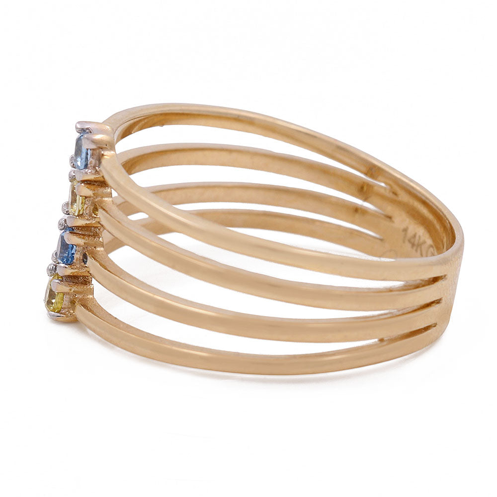 14K Yellow Gold Ring with Color Stones