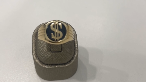 10K Yellow Gold Dollar Men's Ring with Onyx / Size: 11 / Weight: 5gr / BQMR0DLL