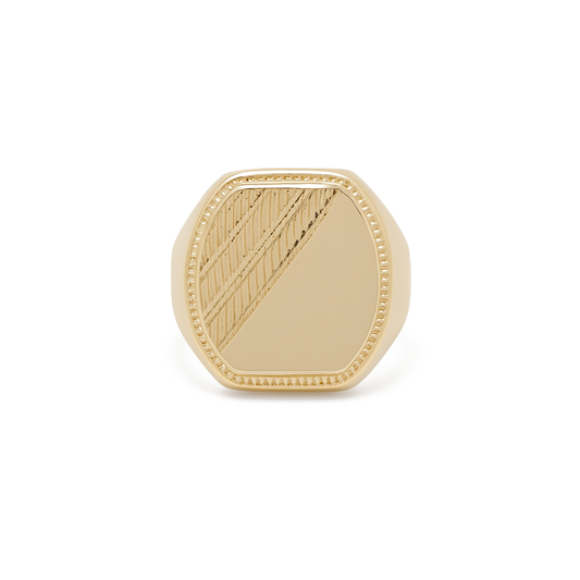 14K Yellow Gold Fashion Men's Ring with Diamond Cut / Size: 12 / Weight: 5 GR / DQMR4DC