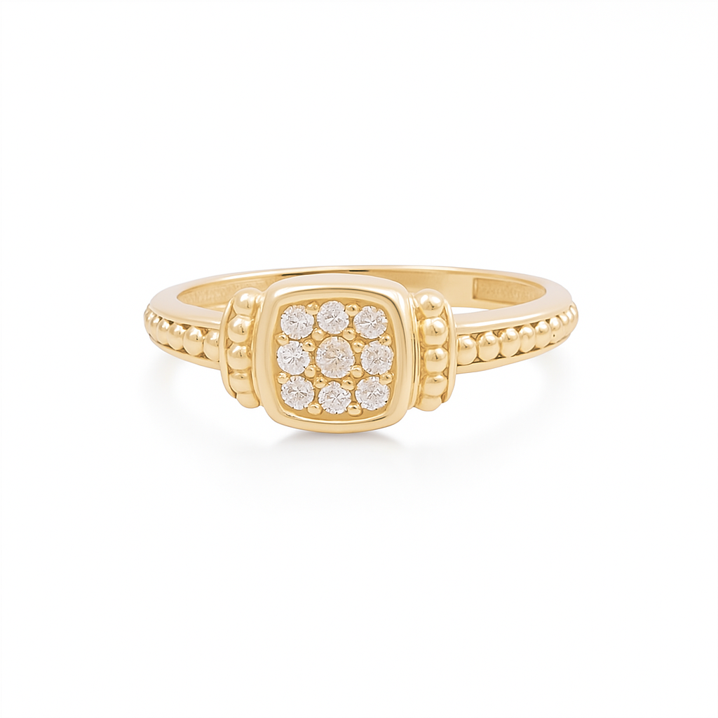 14K Yellow Gold Fashion Women's Ring with Cz / Size: 7.5 / Weight: 1.6 GR / DQWR4FS-73