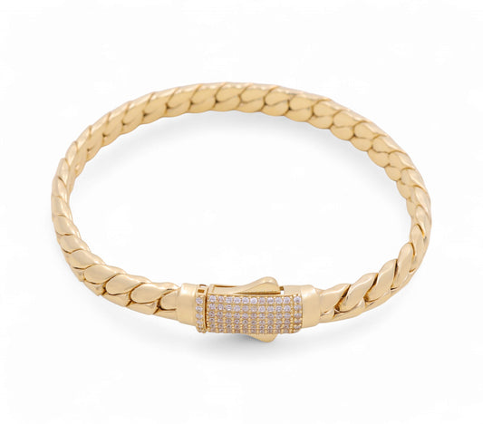 10K Yellow Gold Women's Fashion Cuban Link Bracelet / CZ / Size: 6.5mm 7.5" / Weight: 11.7 GR / P10S-123
