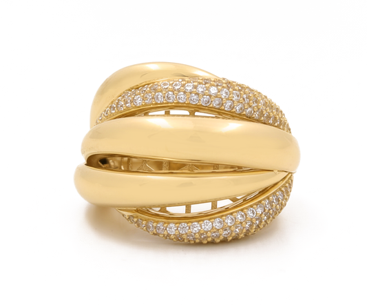 14K Yellow Gold Fashion Women's Ring with Cz / Size: 8 / Weight: 6.9 GR / Y24-724