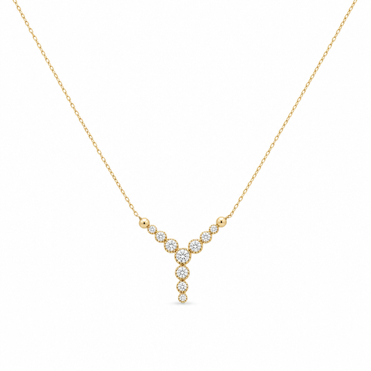 14K Yellow Gold Necklace With Fashion Pendant / Size: 17" / Weight: 2.4 GR / Stone: Cz / CCNK4FS-27