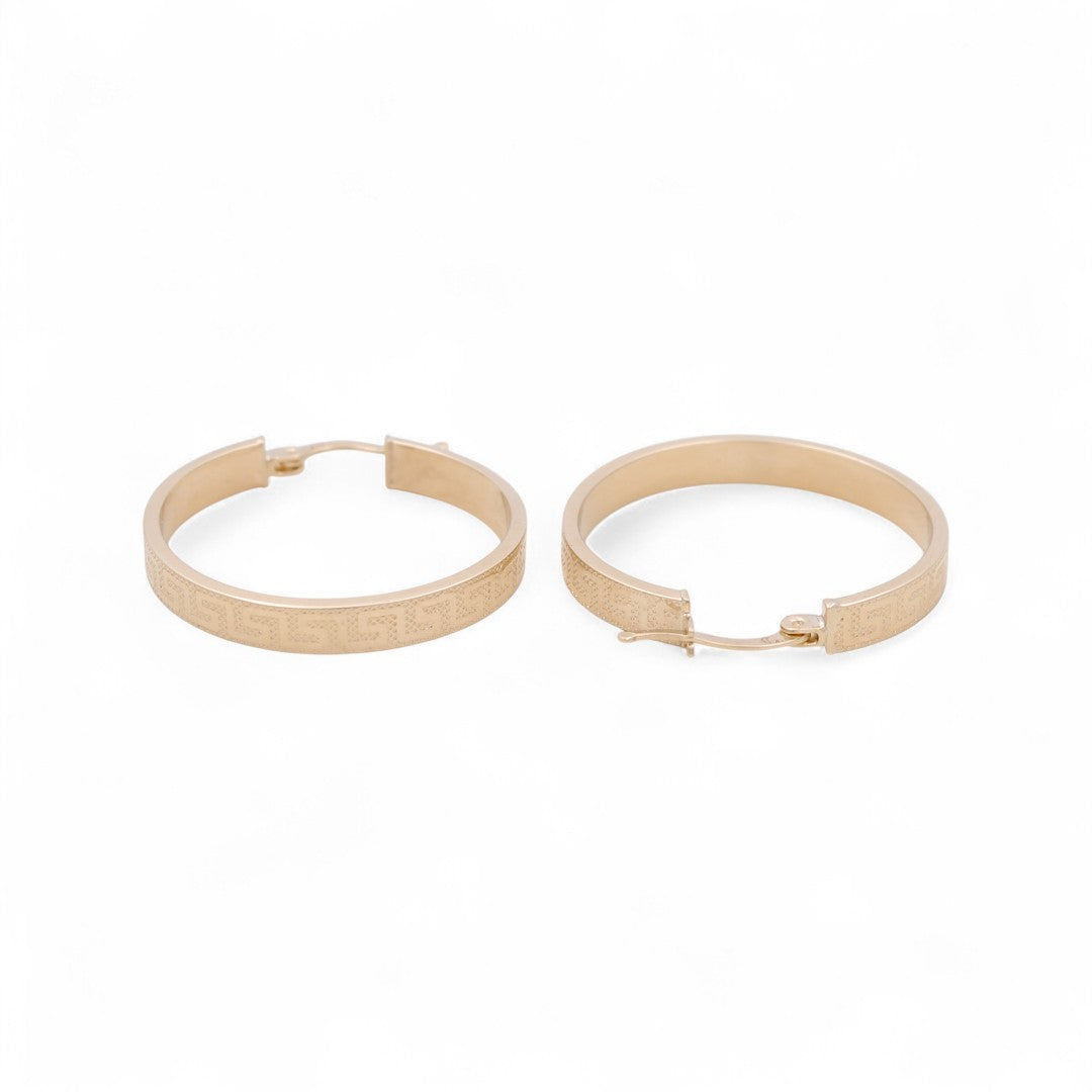 10K Yellow Gold Greek Hoops Earrings / Size: 4mm X 27mm / Weight: 2.9 GR / CQEH0GR4x27