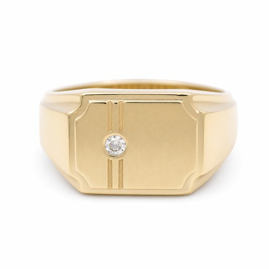 10K Yellow Gold Men's Ring with Cz Stone / Size: 10 / Weight: 4.5 GR / 602-00289