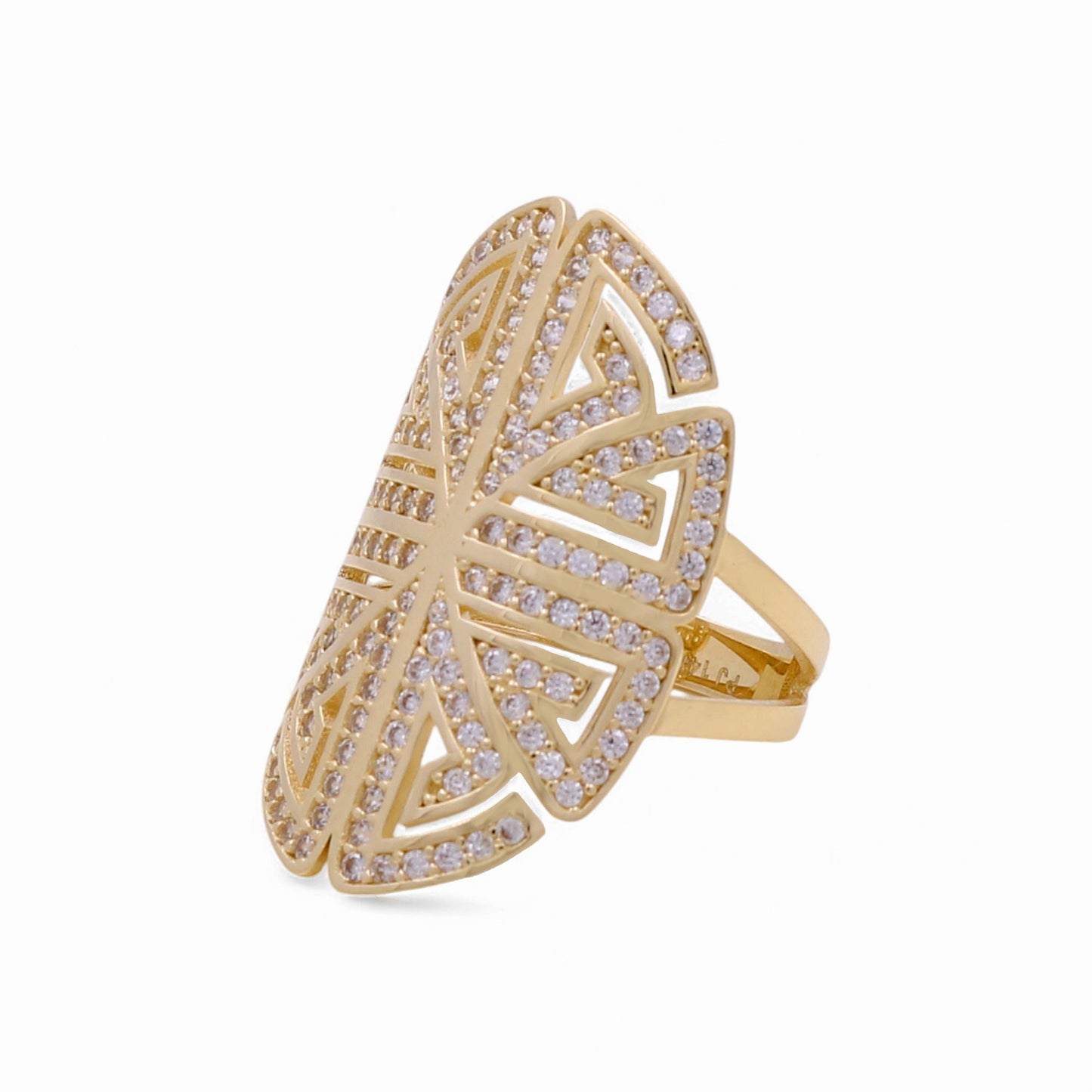 14K Yellow Gold Fashion Women's Ring with White Cz / Size: 8 / Weight: 5.1GR / CPWR4FS-15