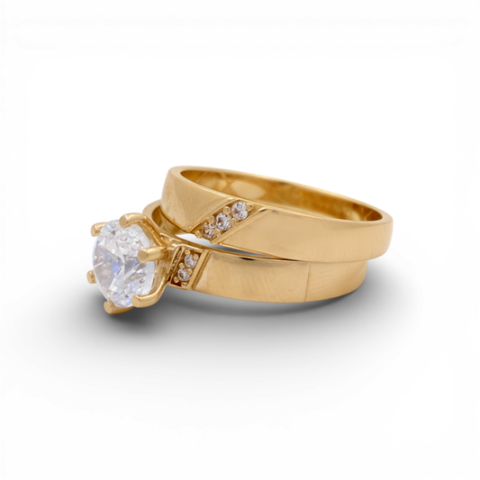 10K Yellow Gold Woman’s Bridal Set / Stone: Cz / Size: 8.5 y 7.5 / Weight: 3.6 GR / CQWR0BS-6