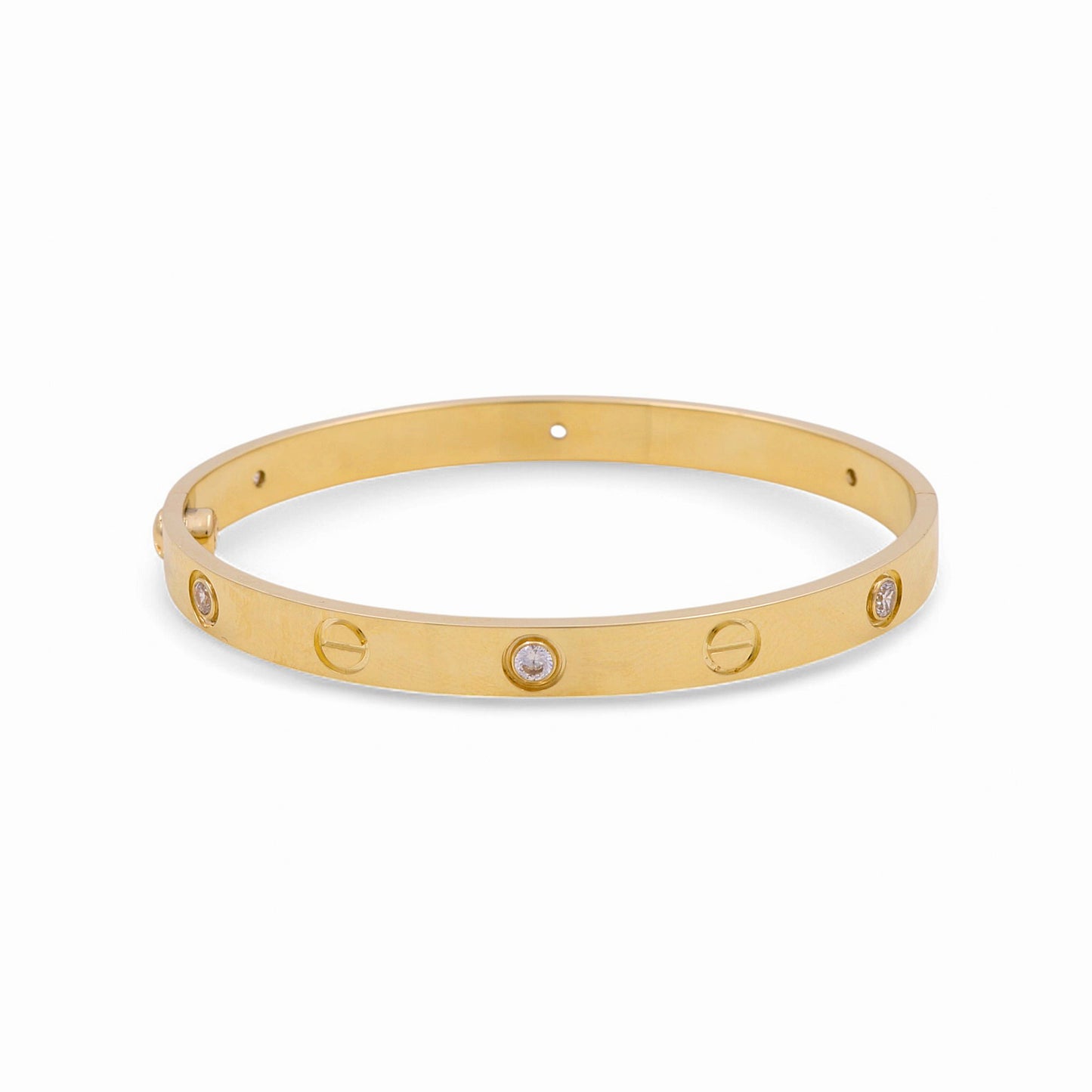 14K Yellow Gold Solid Bangle CT Bracelet with Cz / Size: 7.25" / Weight: 26.4 GR / DPBB4CT
