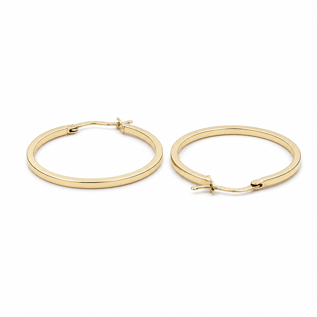 10K  Yellow Gold Women's Plain Hoops Earring / Size: 1.5mmx23mm / Weight: 2.0 GR / DQEH0PL1.5X23
