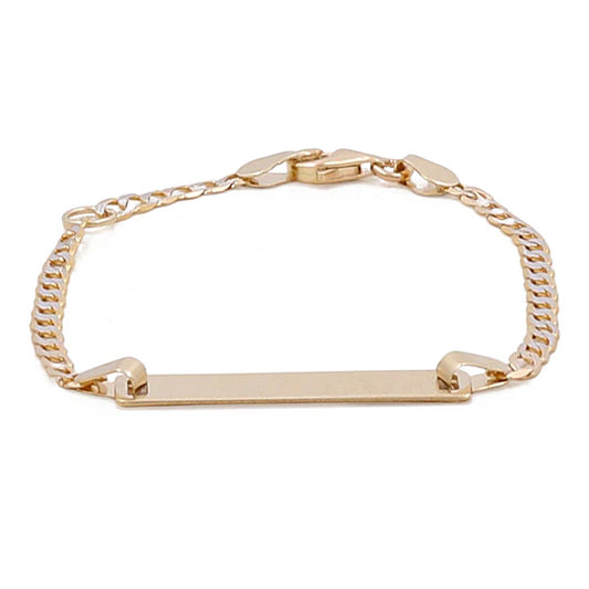 14K Yellow and White Gold Flat Curb BB Bracelet / Size: 5” / Weight: 1.9 GR / CSBBTT4