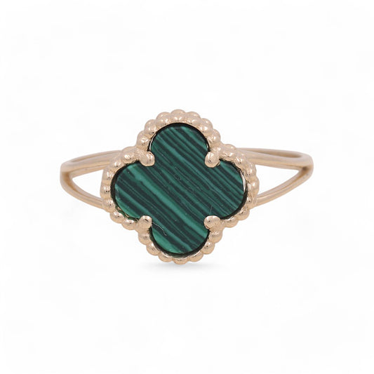 10K Yellow Gold Green Clover Women's Ring / Size: 7.5 / Weight: 1.7 GR / BQWR0CLV-1