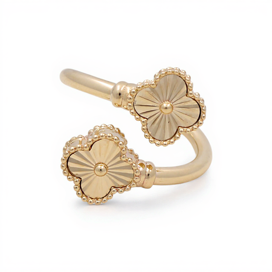 10K Yellow Gold Two Small Clovers Women's Ring / Size: 9 / Weight: 2.2 GR / CQWR0CLV