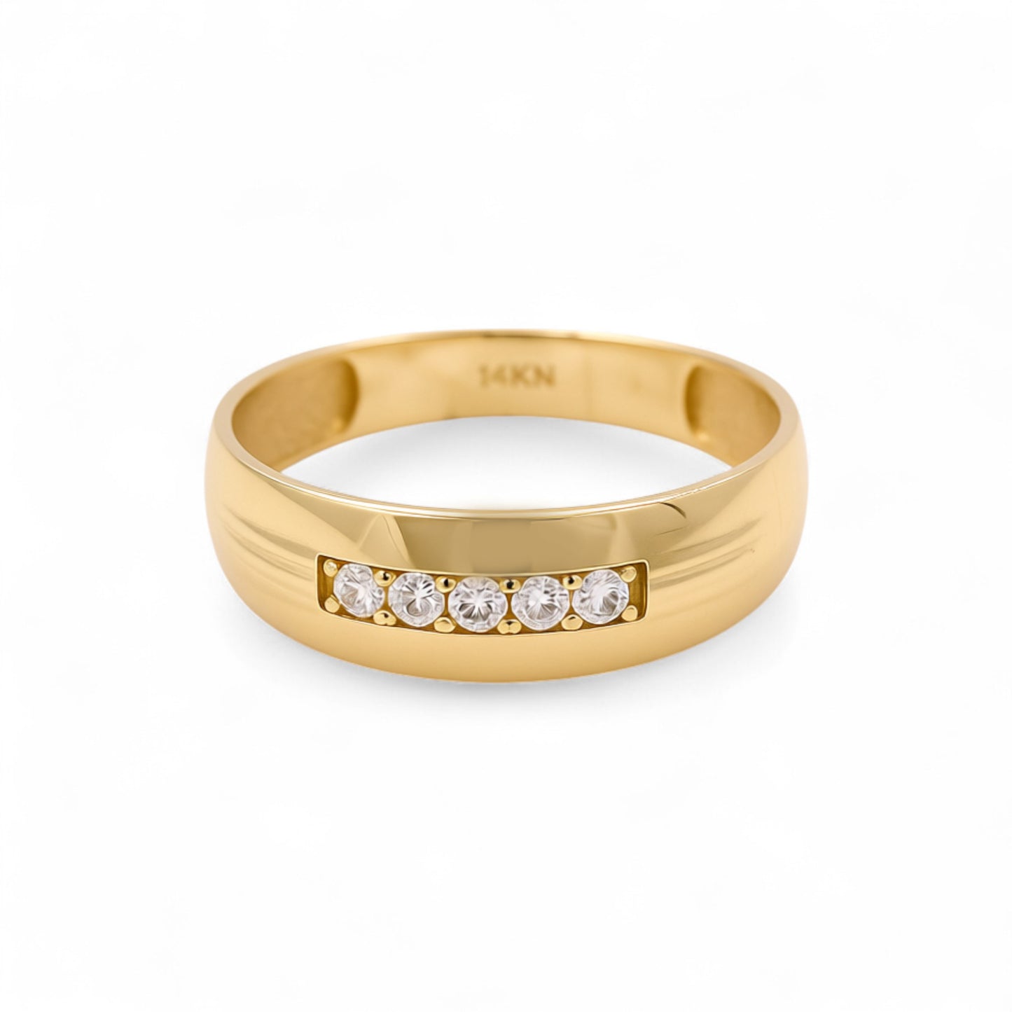 14K Yellow Gold Men’s Wedding Band / Stone: Cz / Size: 10.5 / Weight: 2.3 GR / DEEMWB4BS-8