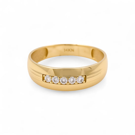 14K Yellow Gold Men’s Wedding Band / Stone: Cz / Size: 10.5 / Weight: 2.3 GR / DEEMWB4BS-8
