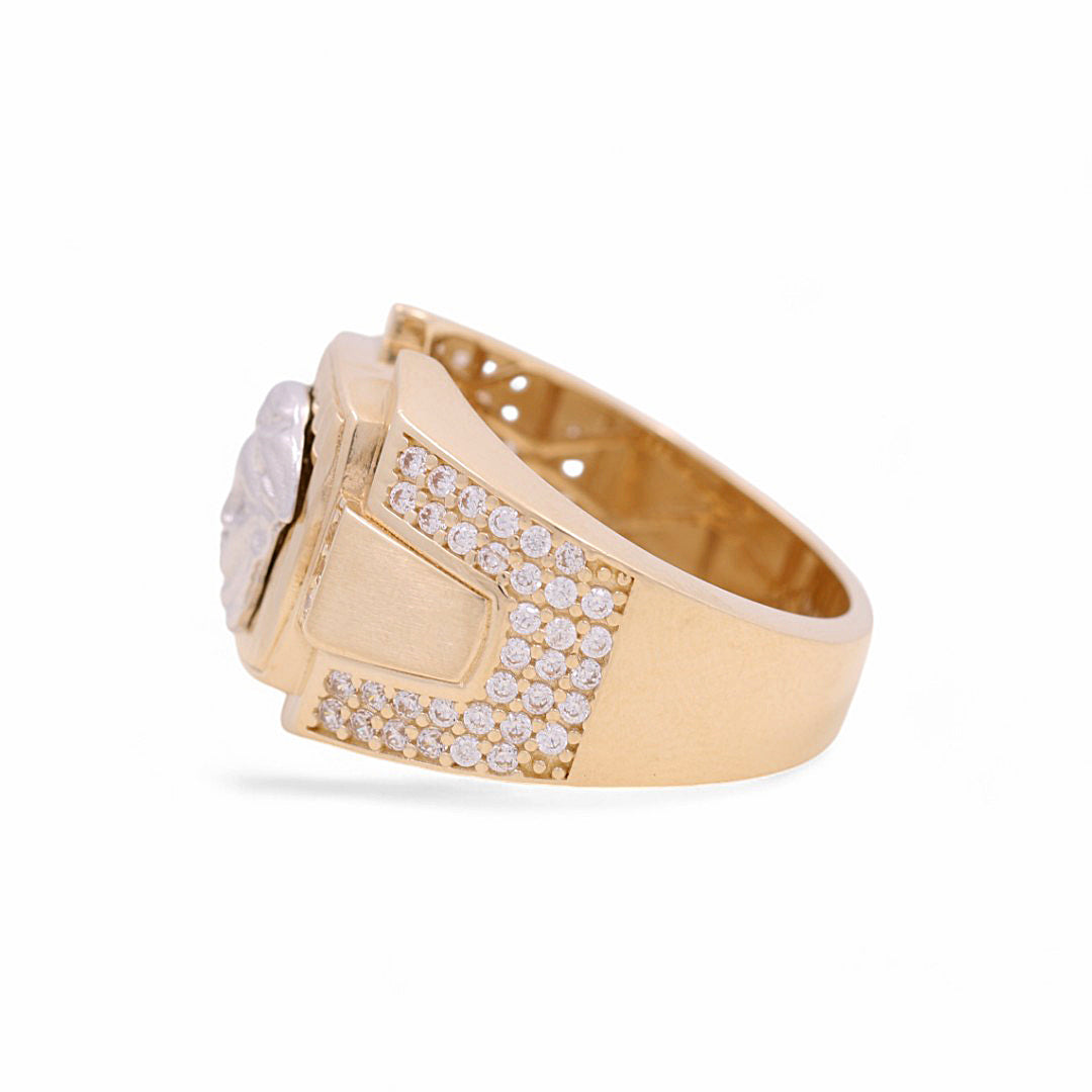 14K Yellow And White Gold Men’s VS Ring / CZ / White Stones / Size 9 / Weight: 8.2 GR / COMRTT4VS-2