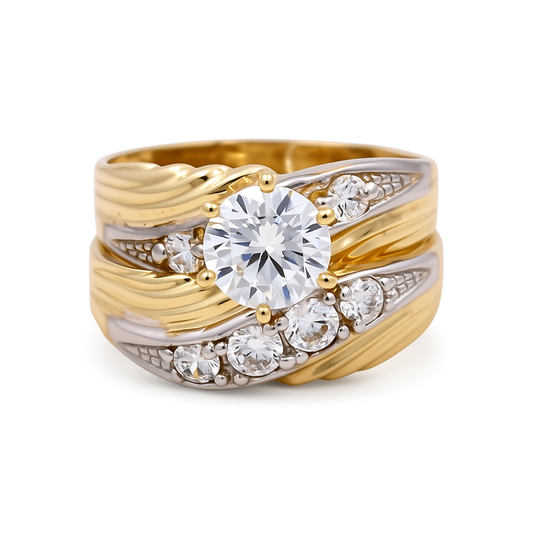 14K Yellow and White Gold Women’s Bridal Set / Stone: Cz / Size: 7 / Weight: 5.4 GR / DEEWRTT4BS-3