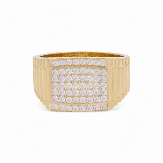 14K Yellow Gold Fashion Men’s Ring with Cz / Size 10 / Weight: 10.9 GR / DOMR4FS-5