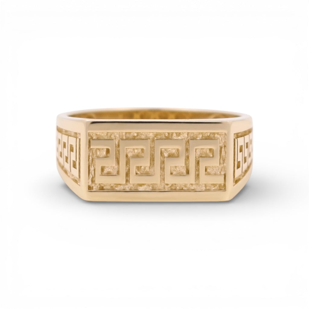 10K Yellow Gold Fashion Men's Ring with Greek / Size: 10.5 / Weight: 3.9 GR / DQMR0GR-2