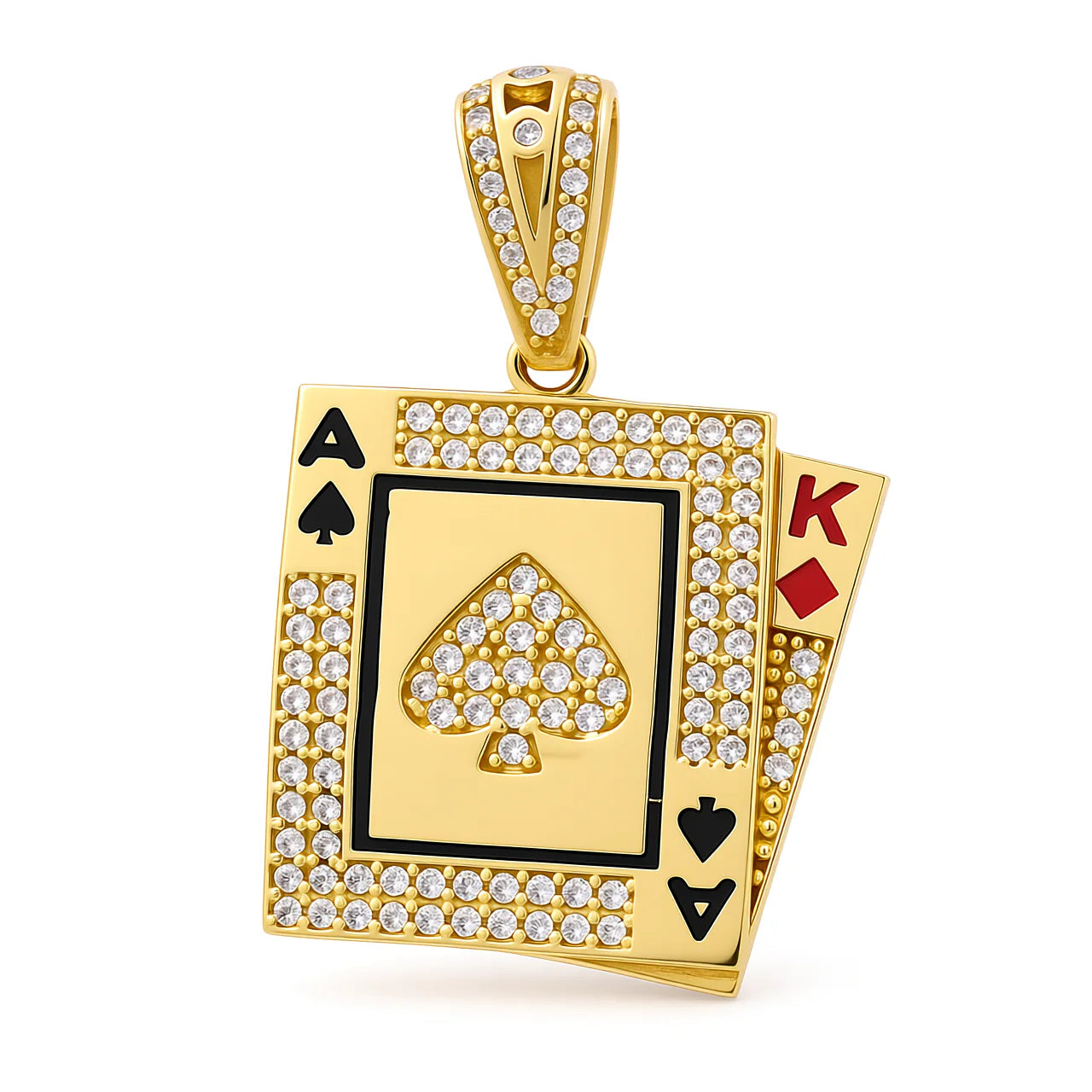 14K Yellow Gold Deck of Cards Pendant with Cz / Weight: 5 GR / COPD4DK