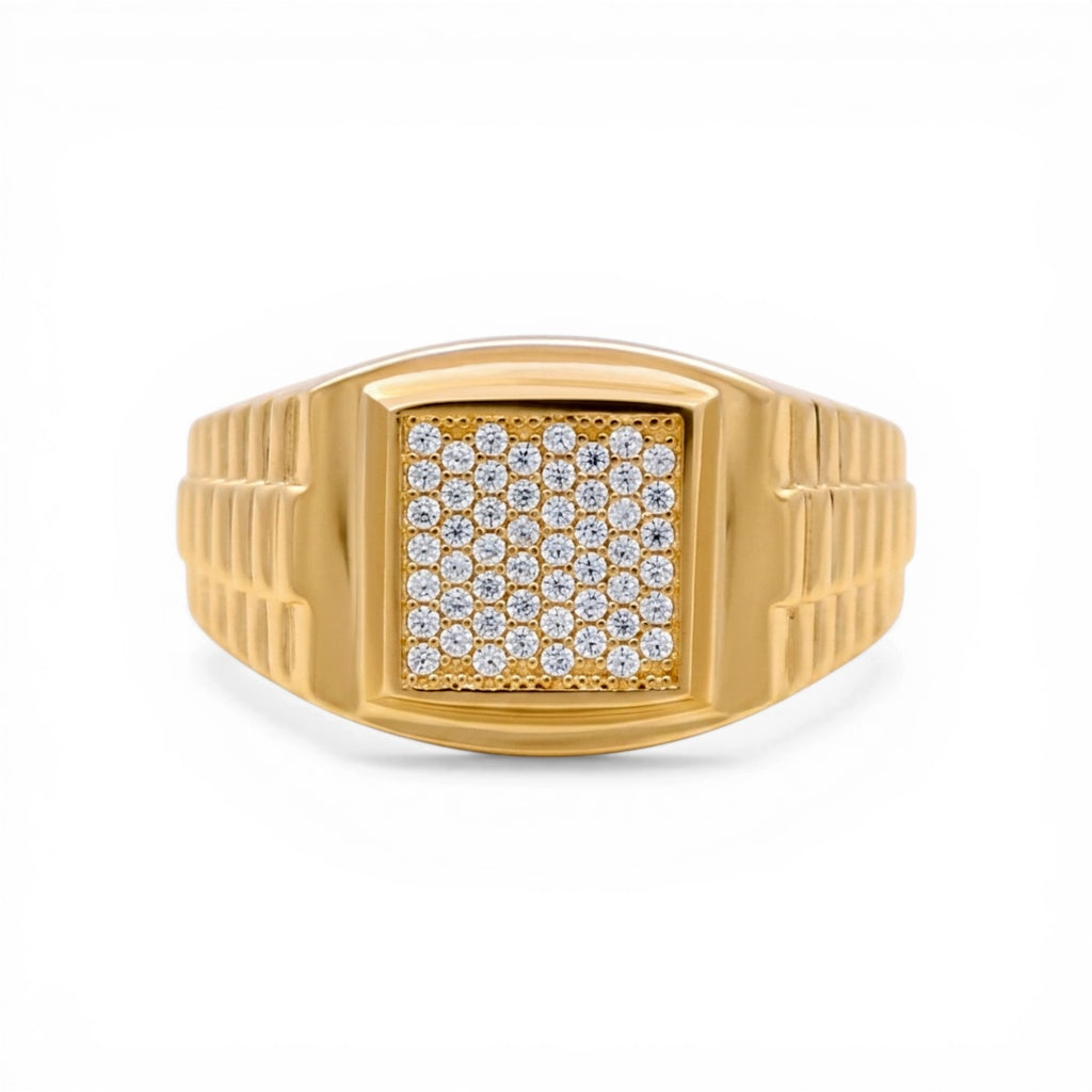 10K Yellow Gold Fashion Men's Ring with CZ/ Size :11 / Weight: 7.2GR / CLBMR0FS-4