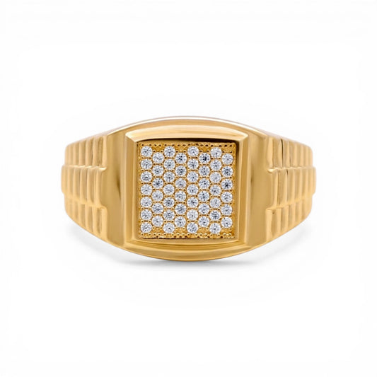 10K Yellow Gold Fashion Men's Ring with CZ/ Size :10.5 / Weight: 6.3GR / CLBMR0FS-5