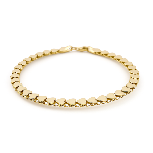 10K Yellow Gold Fancy Hearts Women's Bracelet / Size: 7.5" / Weight: 4.7 GR / P53B-58