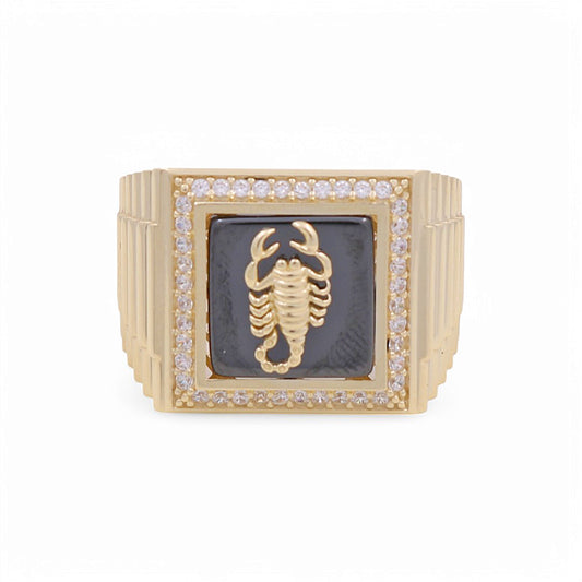 10K Yellow Gold Scorpion SQ Men’s Ring with Onyx Stone / Stone: Cz / Size 11 / Weight: 9.9 GR / BPMR0SP-2