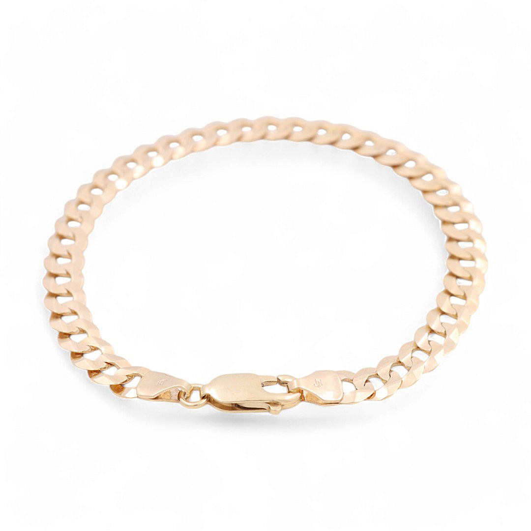 14K Yellow Gold Solid Curb Bracelet / Size: 4.5mm 8" / Weight: 5 GR / FCEEMB4CB4.5-8