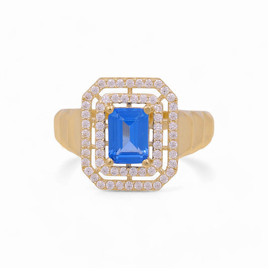 10K Yellow Gold Women's Fashion Ring with Light Blue Cz / Size: 7 / Weight: 2.4 GR / P53R-51