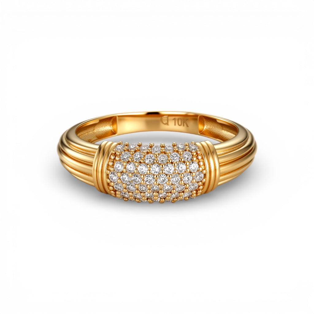 10K Yellow Gold Fashion Women's Ring With Cz / Size: 8 / Weight: 2.3 GR / DQWR0FS-49