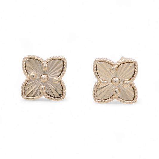 10K Yellow Gold Flower Stud Earrings / Weight: 2.1 GR / CQES0FL