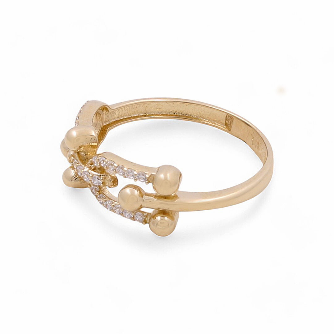 14K Yellow Gold Women's Fashion Ring / CZ / Size: 6.5 / Weight: 1.7 GR / COWR4TF