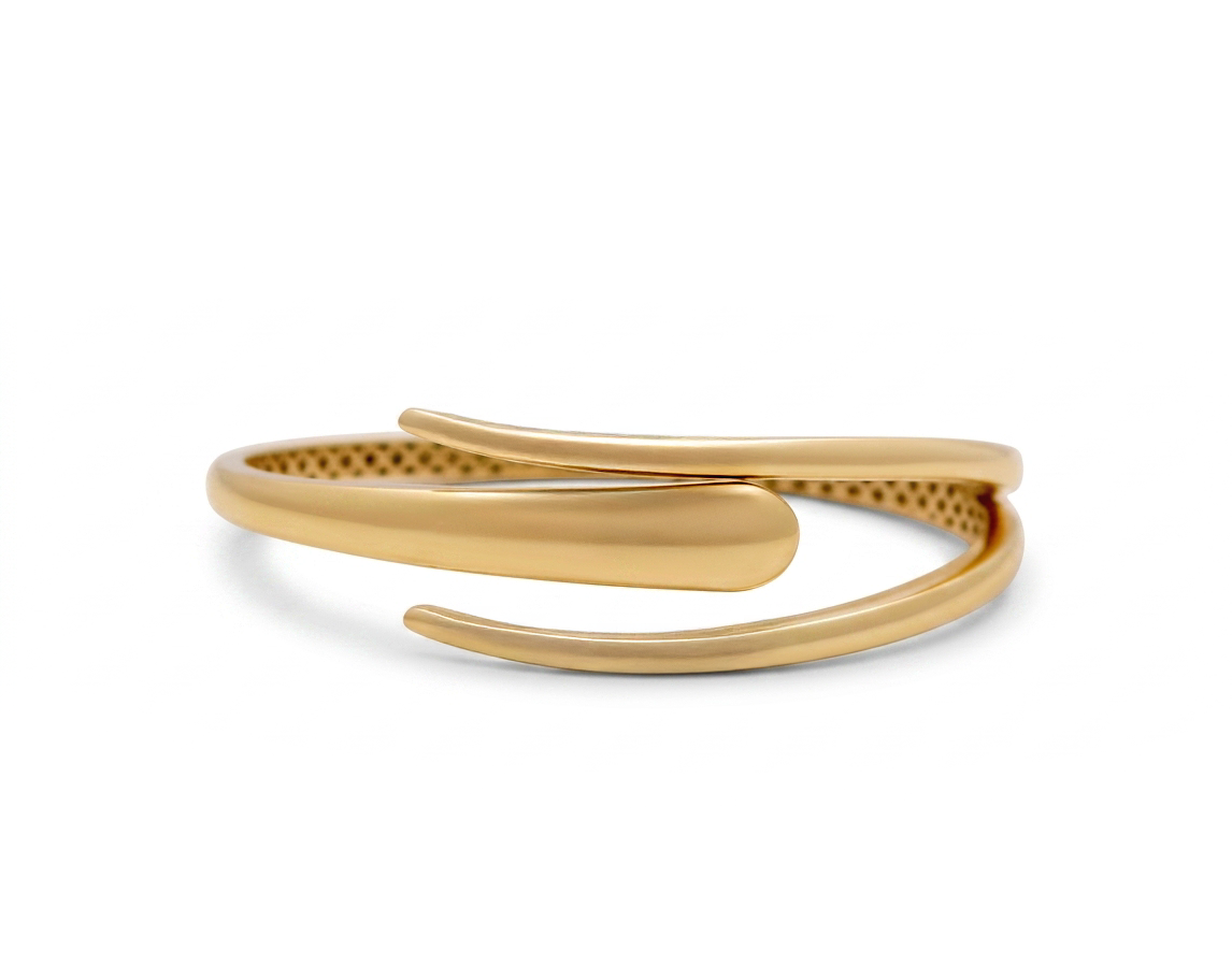14K Yellow Gold SemiSolid Fashion Bangle Bracelet / Weight: 17.6 GR / COBB4FS-14