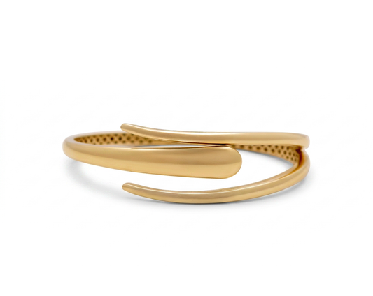 14K Yellow Gold SemiSolid Fashion Bangle Bracelet / Weight: 17.6 GR / COBB4FS-14