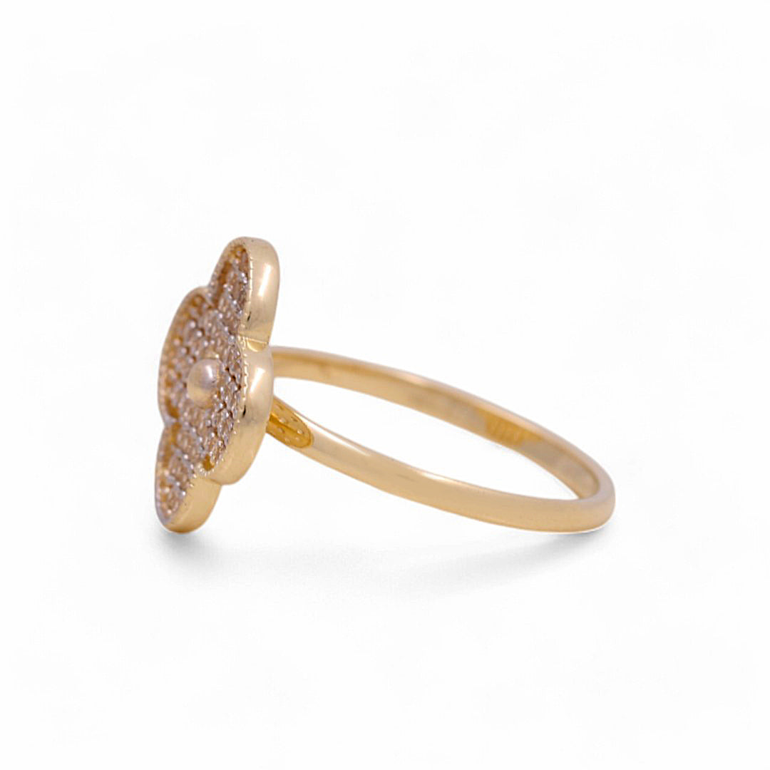 14K Yellow Gold Women’s Flower Ring / CZ / Weight: 2.1 GR / Size: 5.5 / COWR4FL-10