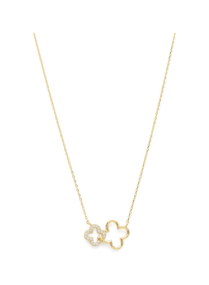 14K Yellow Gold Fashion Clover Women's Necklace with Cz / Size: 18" / Weight: 2.6 GR / P55N-59