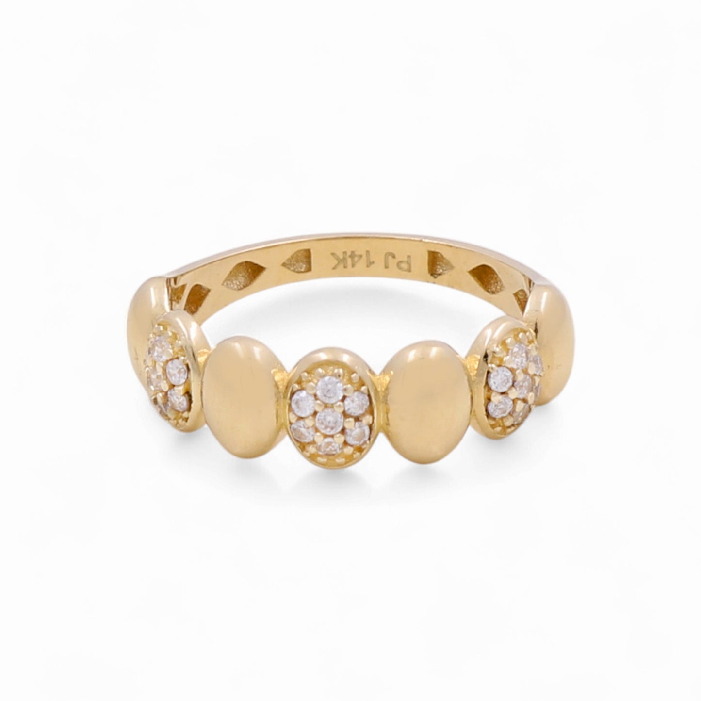 14K Yellow Gold Fashion Women's Ring with White Cz / Size: 7.5 / Weight: 1.9 GR / CPWR4FS-17