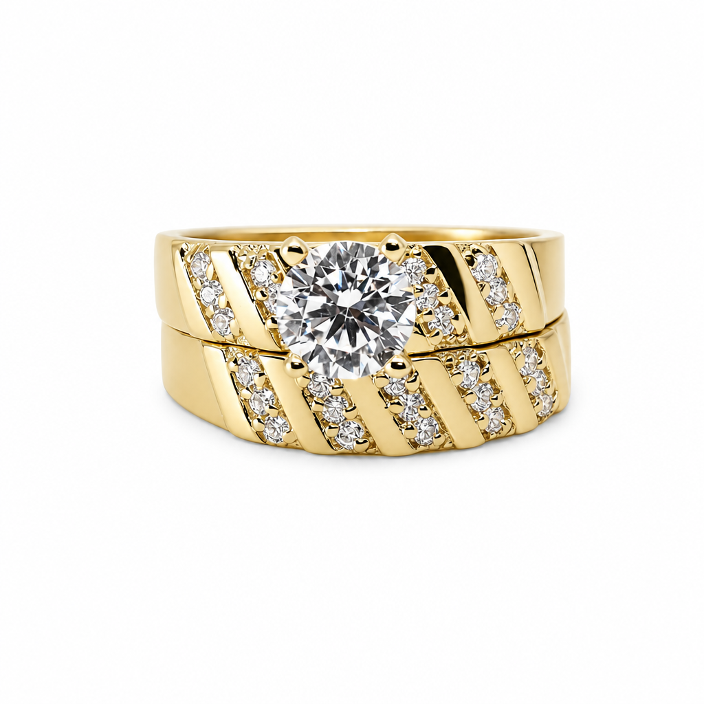 14K Yellow Gold Women’s Bridal Set / Stone: Cz / Size: 7.5 / Weight: 5 GR / KEEWR4BS-45