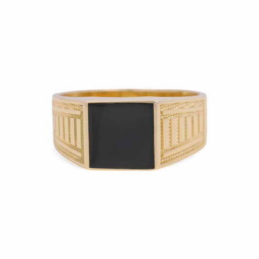 14K Yellow Gold Men’s Fashion Ring with Onix Stone / CZ / Size: 11.5 / Weight: 6.9 GR / COMR4FS-71