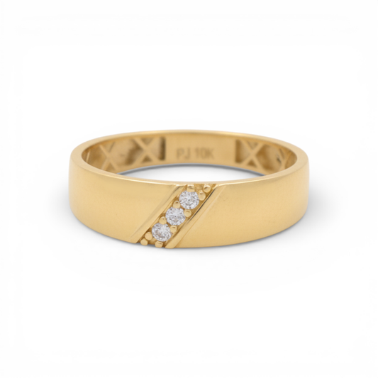 10K Yellow Gold Men’s Wedding Band / Stone: Cz / Size: 11 / Weight: 1.7 GR / CQMWB0BS-6