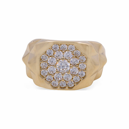 14K Yellow Gold Men’s Fashion Ring / CZ / Size 9 / Weight: 5.9 GR / COMR4FS