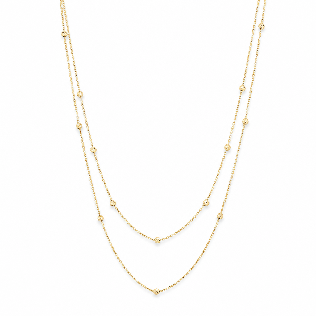 14K Yellow Gold Fashion Double-stranded Chain / Size: 17-18'' / Weight: 3.4 GR / P37N-103