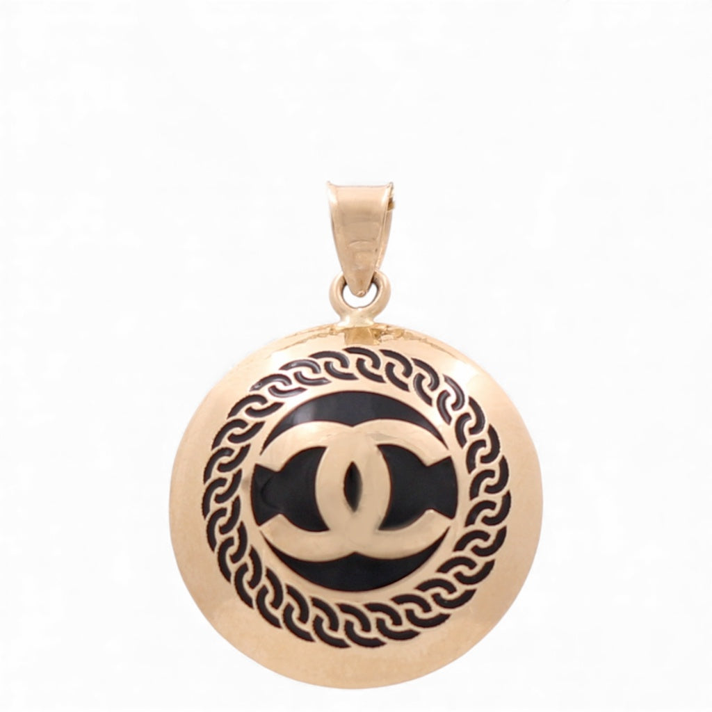 14K Yellow Gold CC Pendant with Onyx / Weight: 2.4 GR / COPD4CCOX